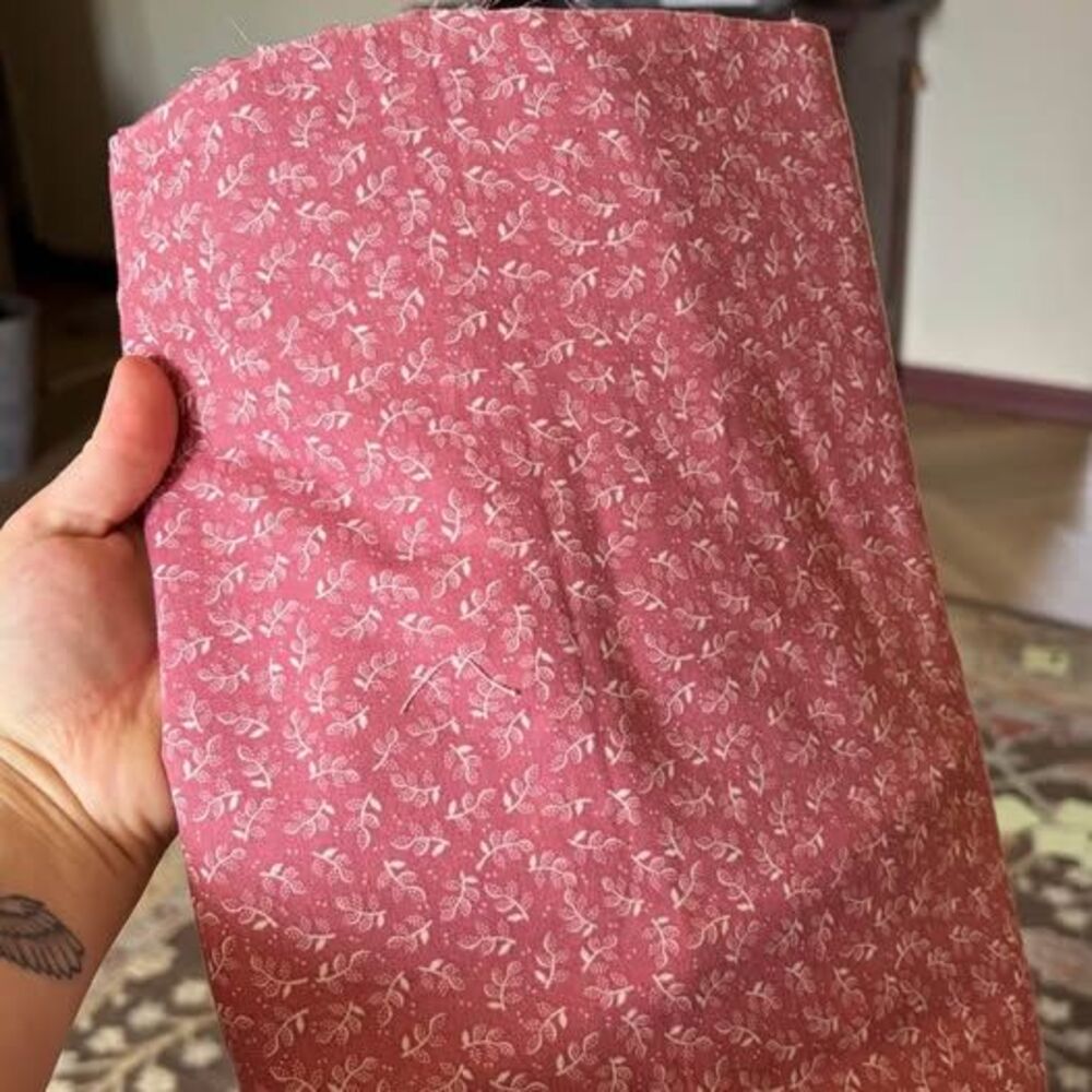 vintage pink floral sewing fabric